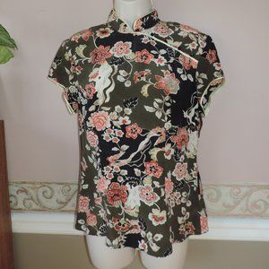 silk chinese floral top